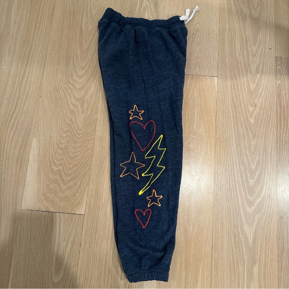 GIRLS VINTAGE HAVANA Sz M (10-12) NAVY SWEATPANTS W DESIGN great condition